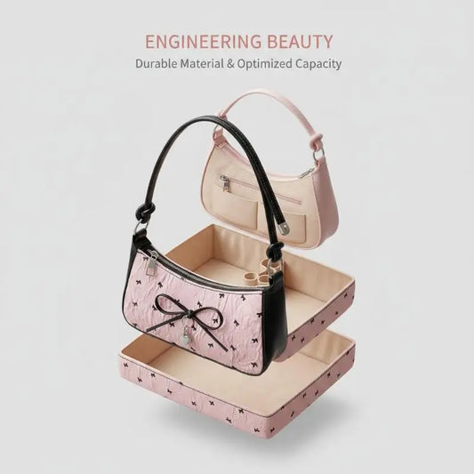 Bow Knot Mini Shoulder Bag – Y2K Women's Underarm Purse Mini Shoulder Bag Oasis Select