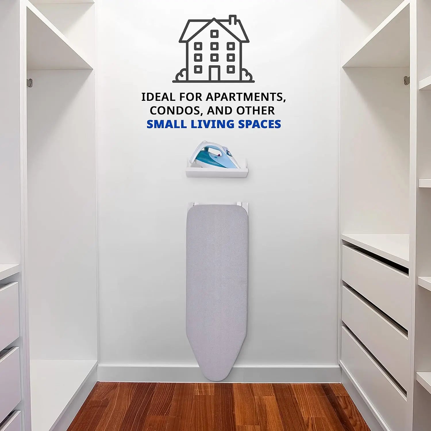 Foldable Wall-Mounted Ironing Board with Storage Shelf – 36.2" x 12.2" Ironing Board Peaceful Pleasures Health and Wellness
