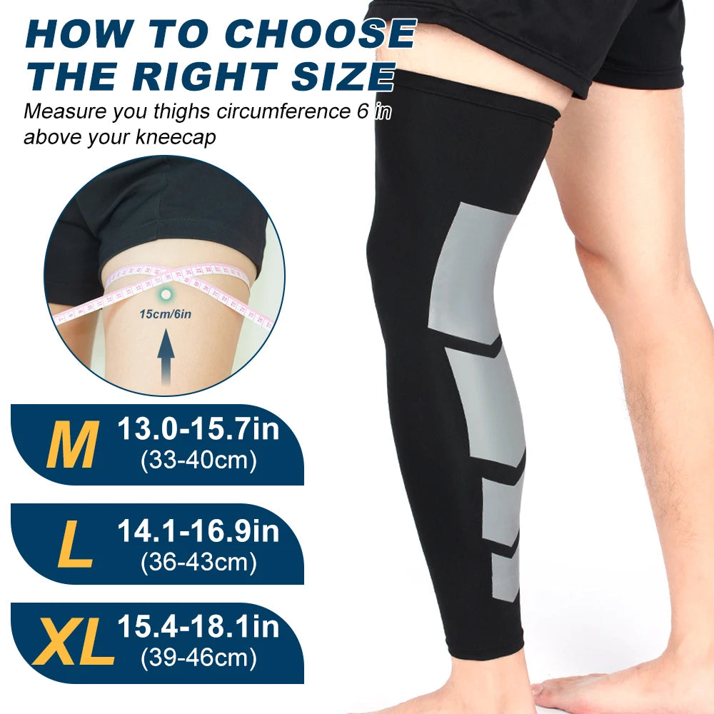 1Pcs Long Compression Leg Sleeves for Women Men,Comfortable & Non-Slip UV Protection Leg Knee Braces Supports for Sports Cycling Peaceful Pleasures Health and Wellness