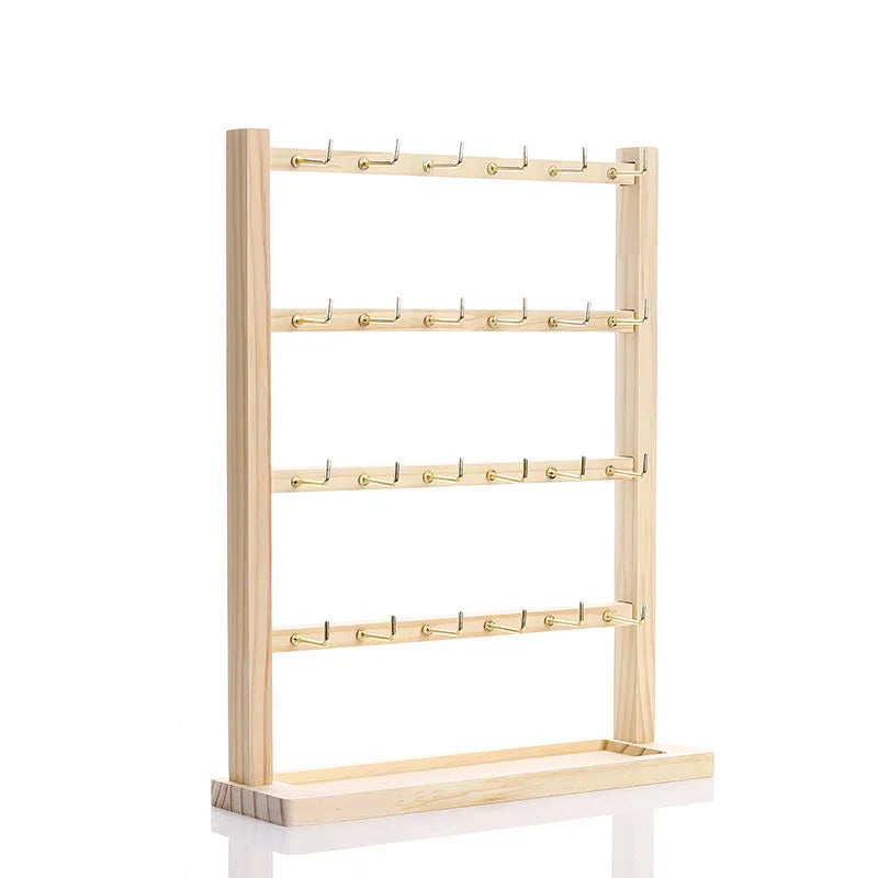 Solid Wood Earring Holder & Multi-Tier Jewelry Display Stand