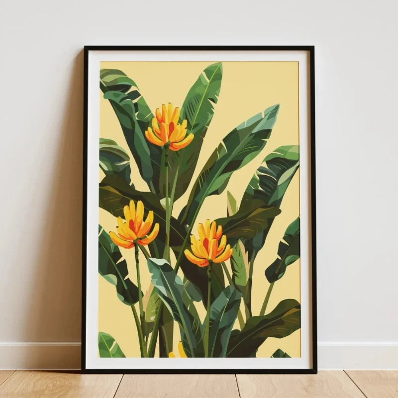 Minimalist Bamboo Tropical Leaf Botanical Canvas Wall Art Print