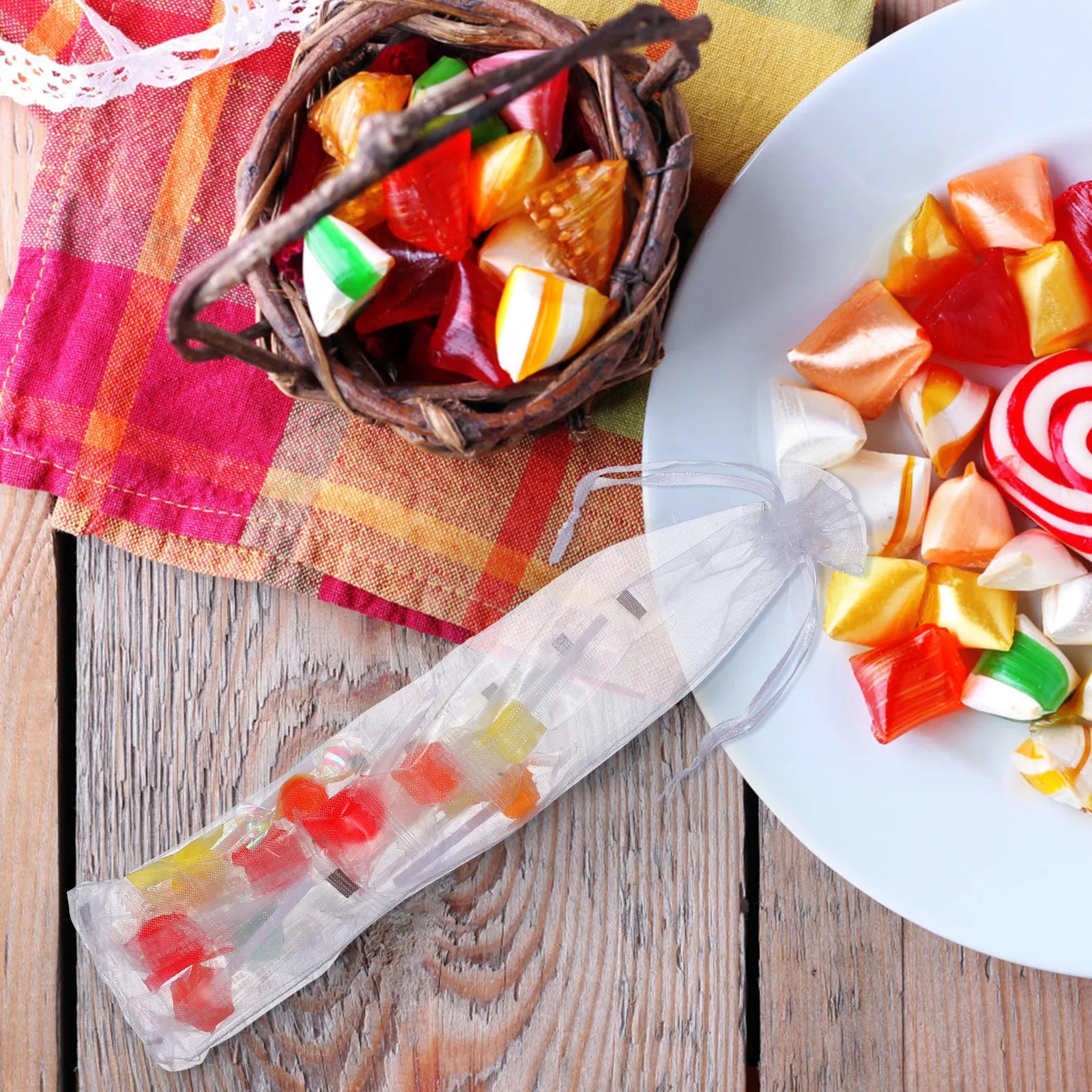 50pcs Drawstring Organza Bags Folding Hand Fan Pouch Drawstring Fan Packaging Bag Party Wedding Favor Gift Candy Jewellery Bags Peaceful Pleasures Health and Wellness