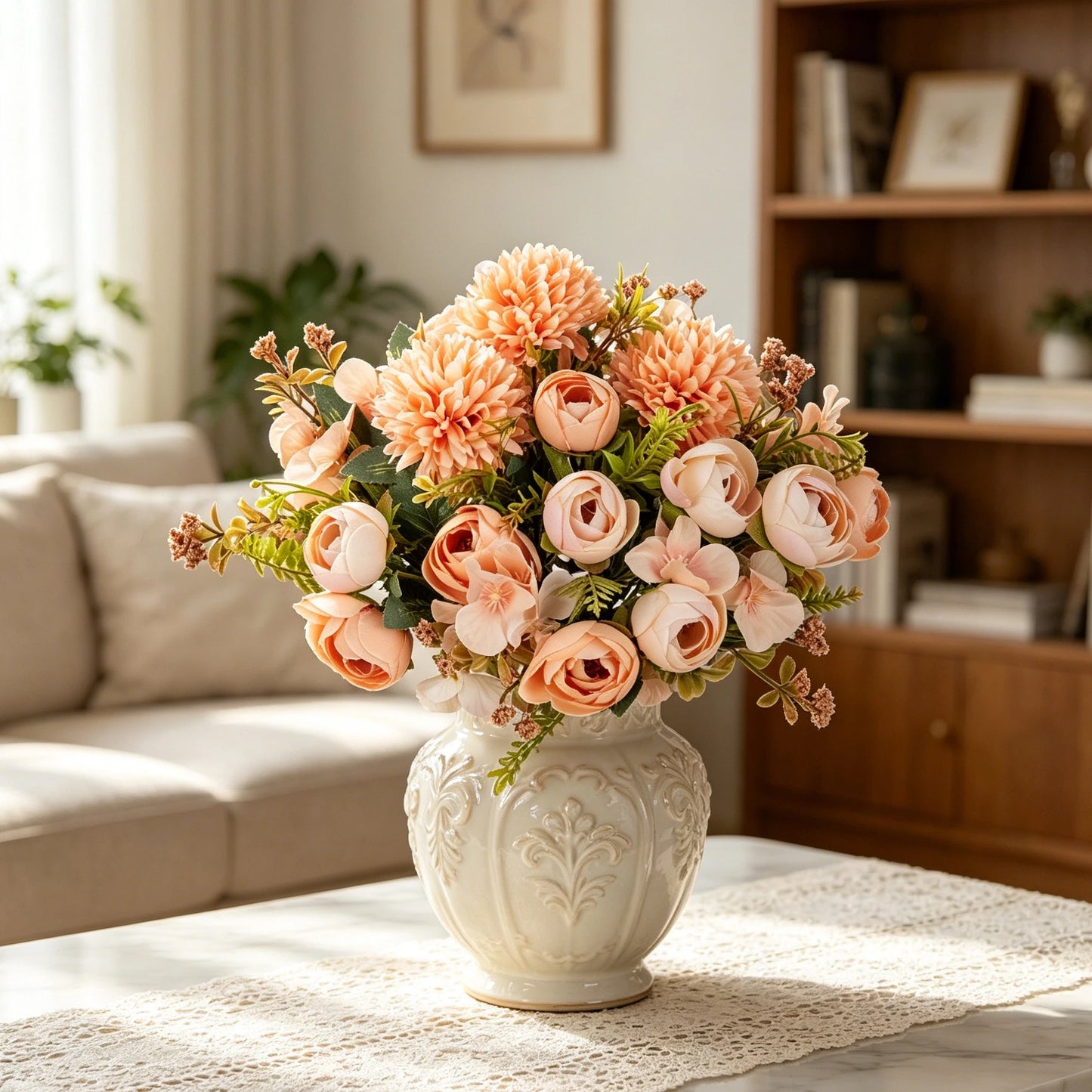 Silk Tea Rose Bud Artificial Bouquet – Wedding & Home Decor