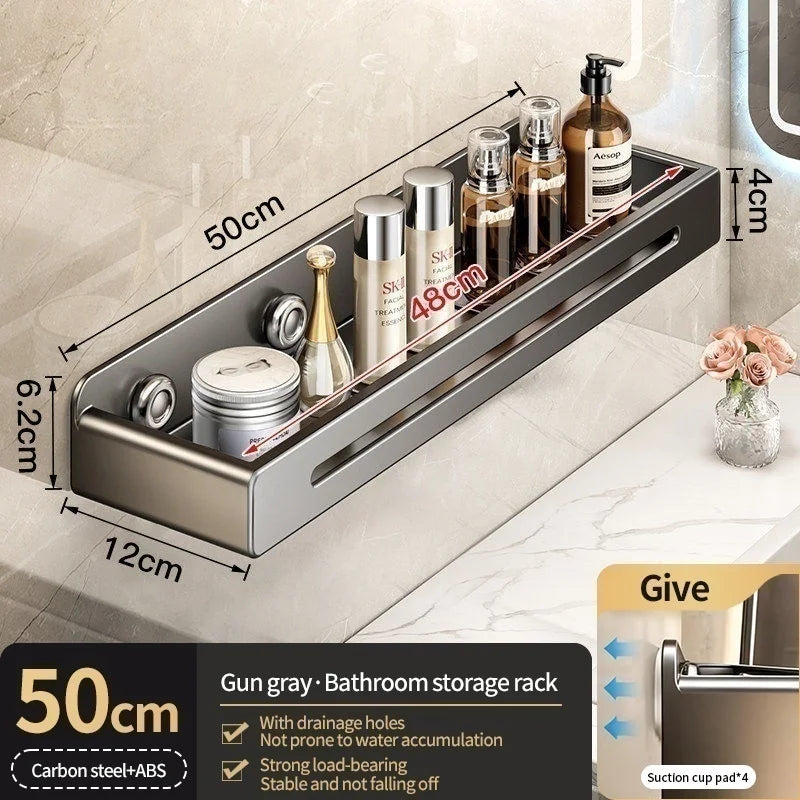 No-Drill Bathroom Wall Shelf | Suction Cup Storage Rack