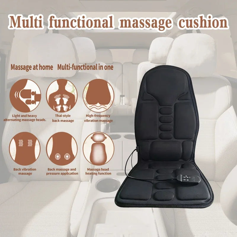 Home car massage cushion multifunctional combines neck waist vibration seat cushion fullbody electric heating car massage device Peaceful Pleasures Health and Wellness