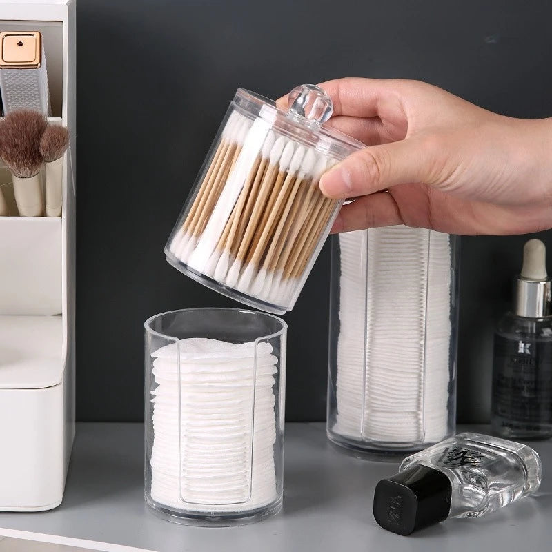 Acrylic Makeup Organizer – Cotton Swab & Pad Storage Box