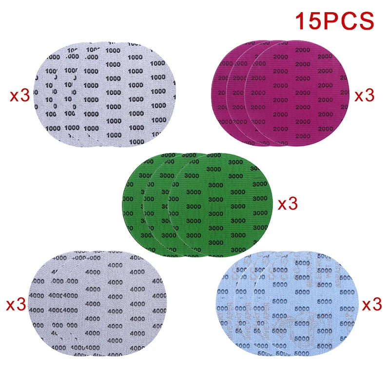 15/25Pcs 5 Inch 1000/2000/3000/4000/5000 Grit Sandpaper Discs Dry Wet Grinding Sanding Discs Polishing Tools DIY For Metal Wood Peaceful Pleasures Health and Wellness 15pcs