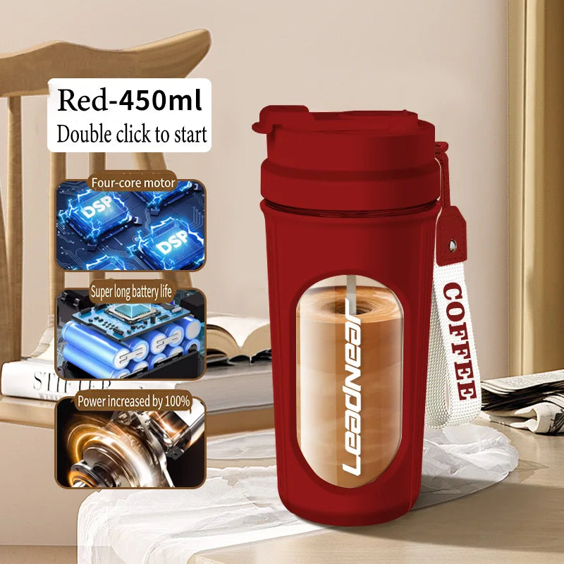 Electric Shaker Cup - Automatic Self-Mixing Cup Sports Protein Powder Shaker Cup with Electric Mixing Function Coffee Shaker Cup Peaceful Pleasures Health and Wellness Red 450ml