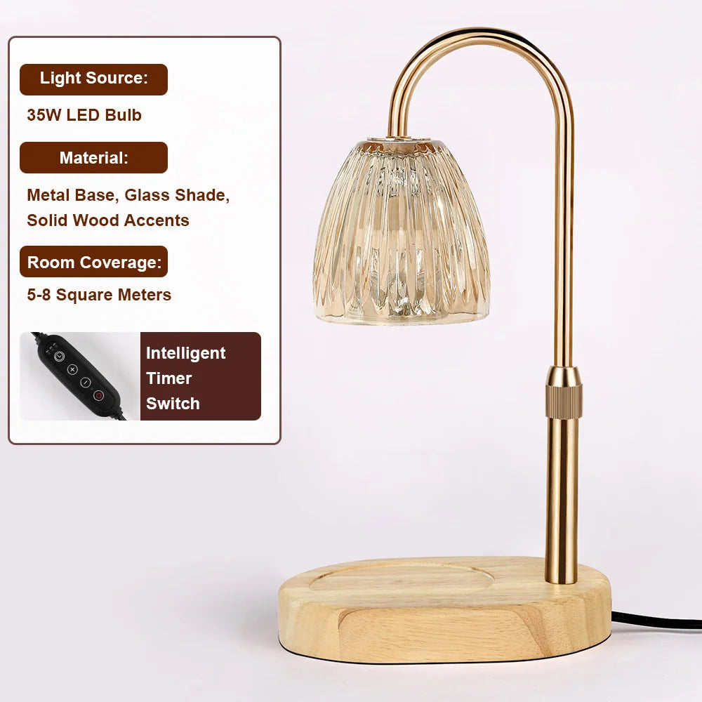 RUNTOIN Timer Candle Warmer Lamp | Striped Glass Wax Melts