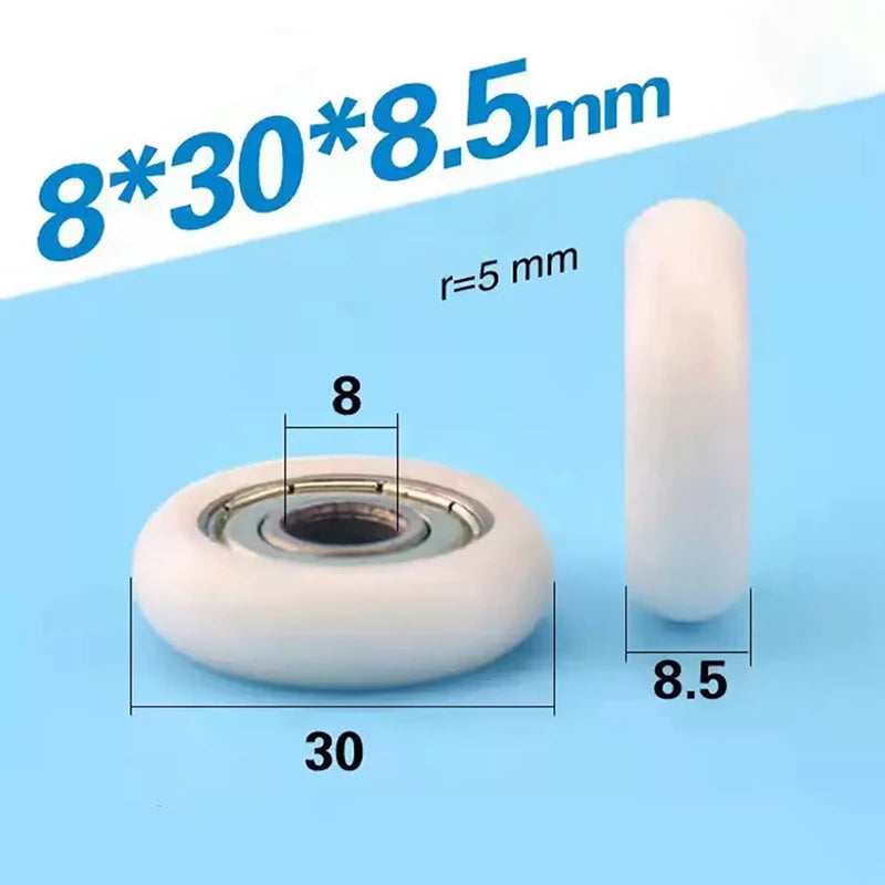 1Pc Hardware 608 ZZ 8*30*8.5mm POM Nylon Round Type Roller Wheel POM Wrapped 608ZZ Bearing Pulley Plastic Wheel Peaceful Pleasures Health and Wellness
