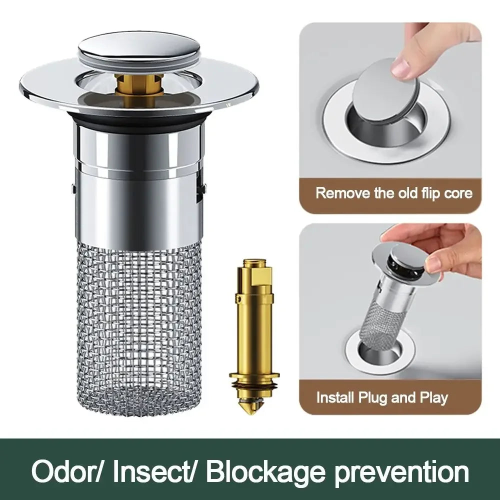 Press-Type Sink Drain Plug – Odor-Proof & Stainless Steel
