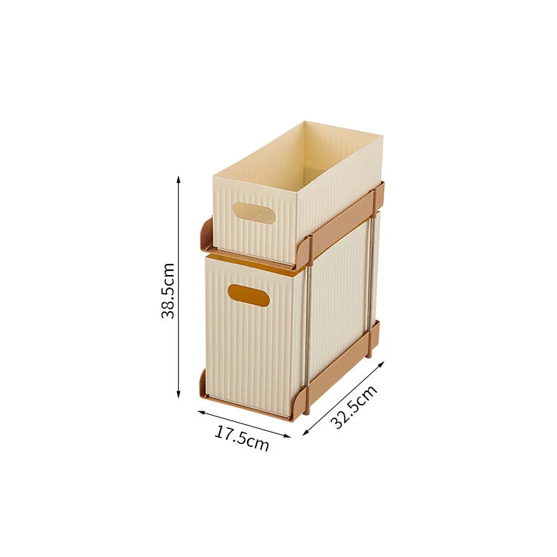Space Saving Pull Out Mobile Drawer Under Desk Slim Trolley No Assembly Required Snack Toy Storage Cabinet for Home Peaceful Pleasures Health and Wellness 2 Layers D