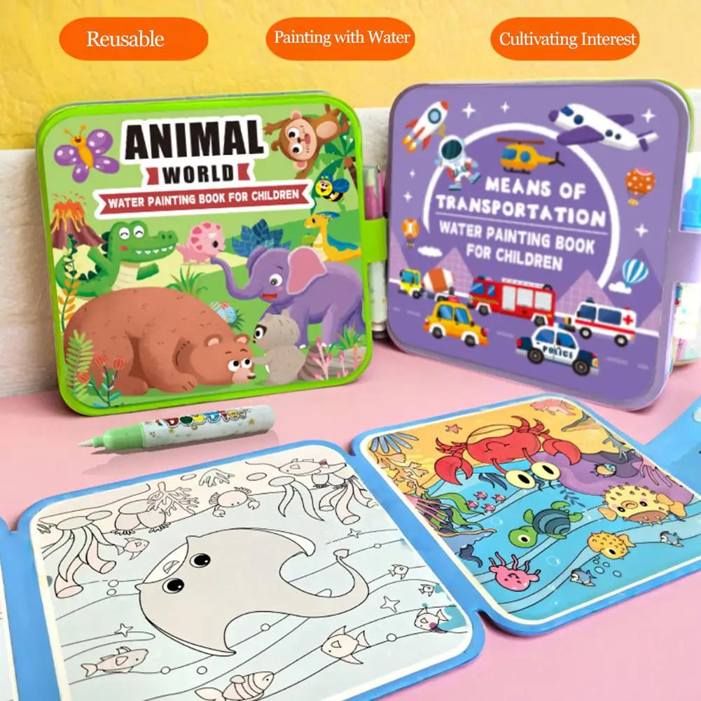 Magic Water Drawing Book – Reusable Coloring Book for Kids