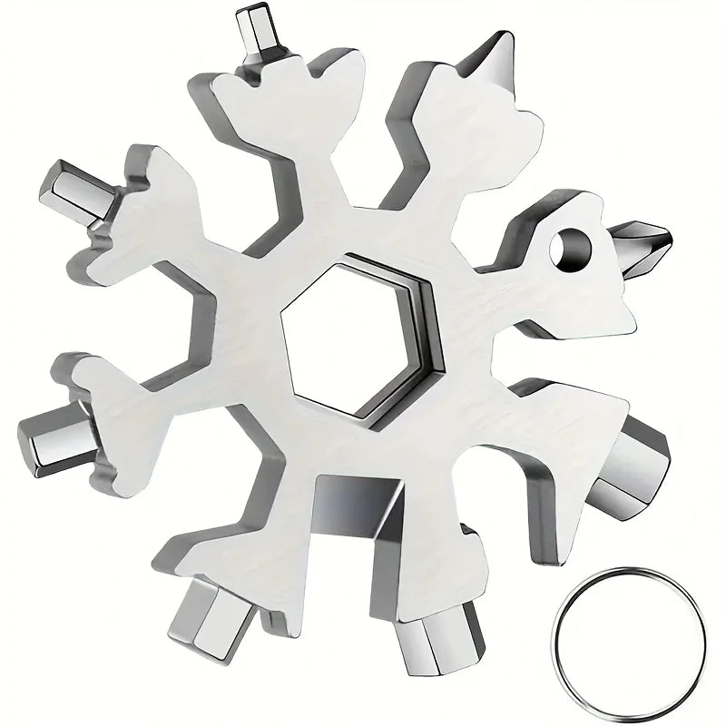 18 in 1 snowflake multitool portable stainless steel Peaceful Pleasures Health and Wellness Silver