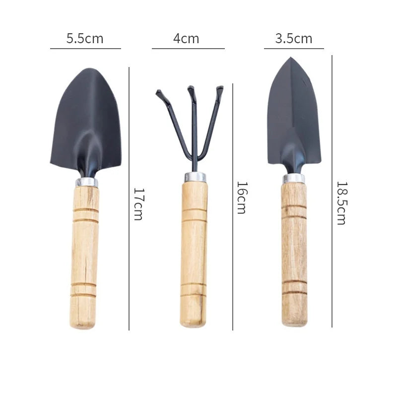 3-Piece Mini Garden Tool Set – Shovel, Rake & Trowel
