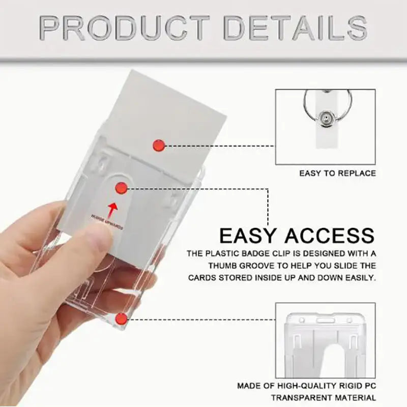 Clear Double-Sided ID Badge Holder Lightweight Card SleeveWork School Gym Easy Swipe Scan Without Removal Multipurpose Organizer Peaceful Pleasures Health and Wellness