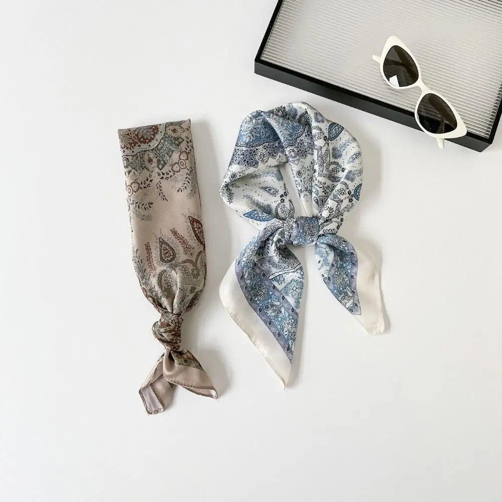Women's Square Printed Scarf 70x70cm – Silk-Feel Headscarf