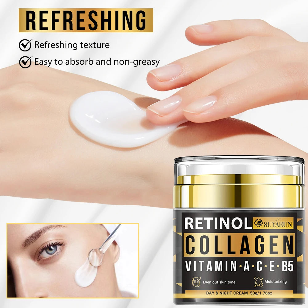 SUYARUN Collagen Retinol Face Cream with Vit C&E - Anti-Aging, Brightening & Firming Moisturizer for Youthful Glow. Peaceful Pleasures Health and Wellness