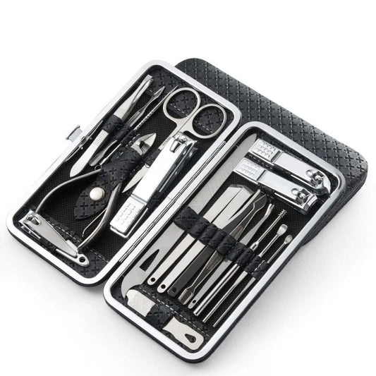 19-Piece Home Nail Clipper Set Large Dead Skin Pliers Diagonal Small Eyebrow Clipper with Leather Sleeve for Personal Grooming Peaceful Pleasures Health and Wellness