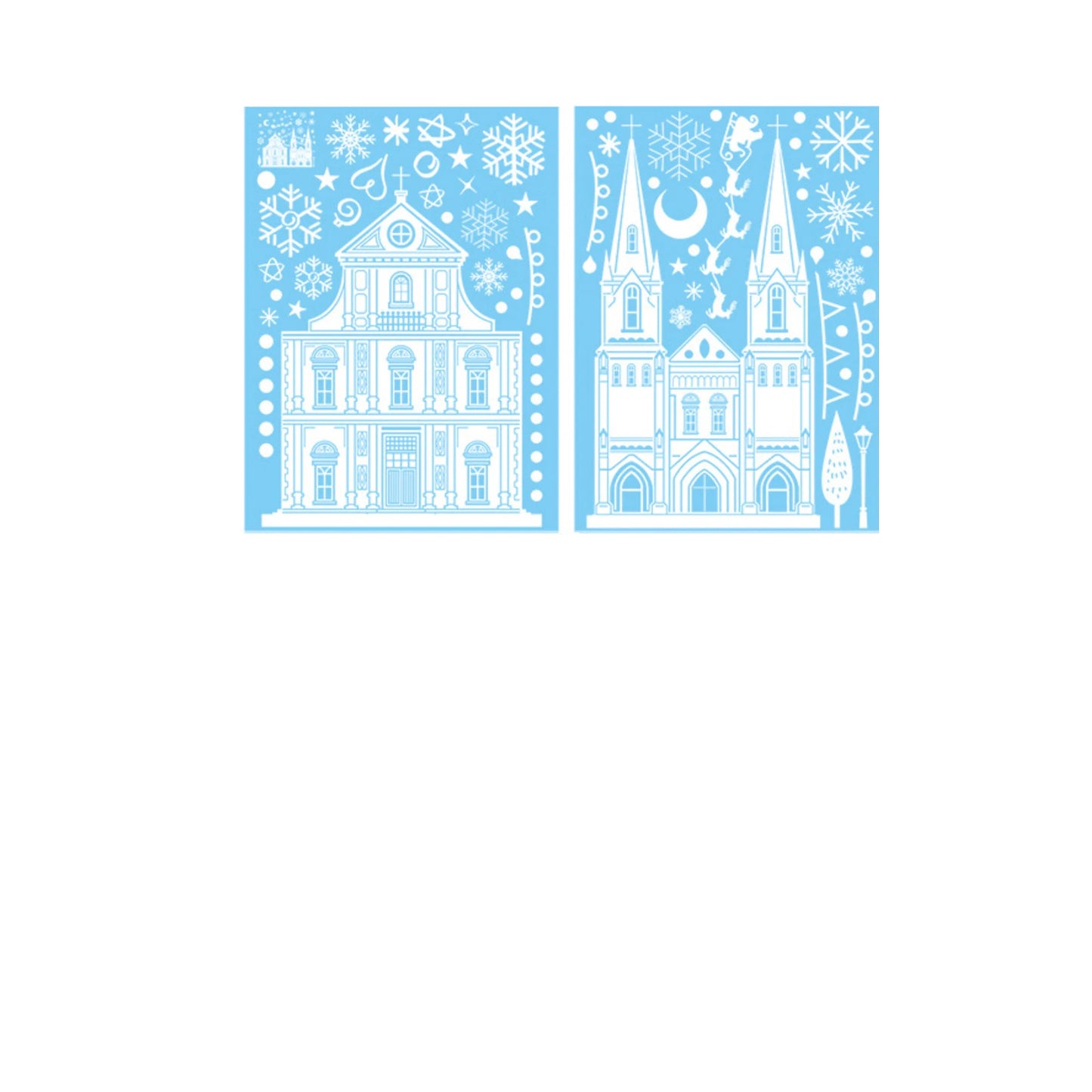 Christmas Static Window Clings – Elk, Snowflake & Xmas Tree PVC