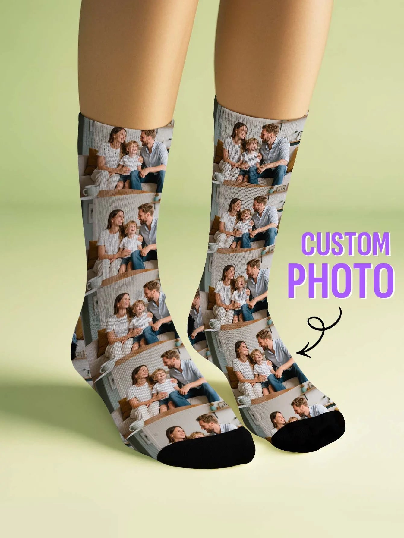 Custom Photo Socks Personalized Picture Socks Family Photo Printed Socks Two Sizes Available Meaningful Gift Peaceful Pleasures Health and Wellness