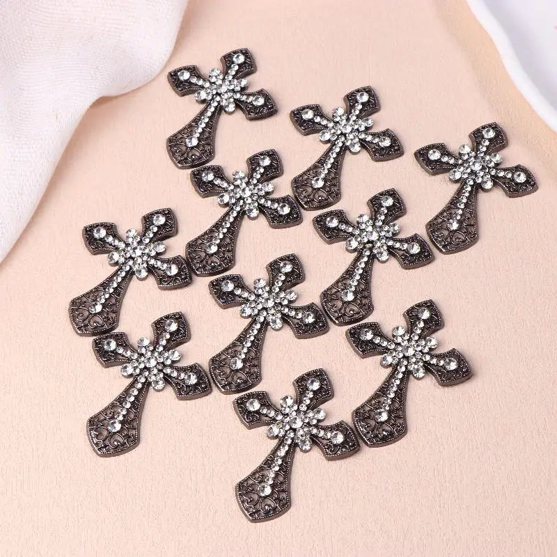 Vintage Cross Flatback Rhinestone DIY Craft Embellishments 2/10Pcs