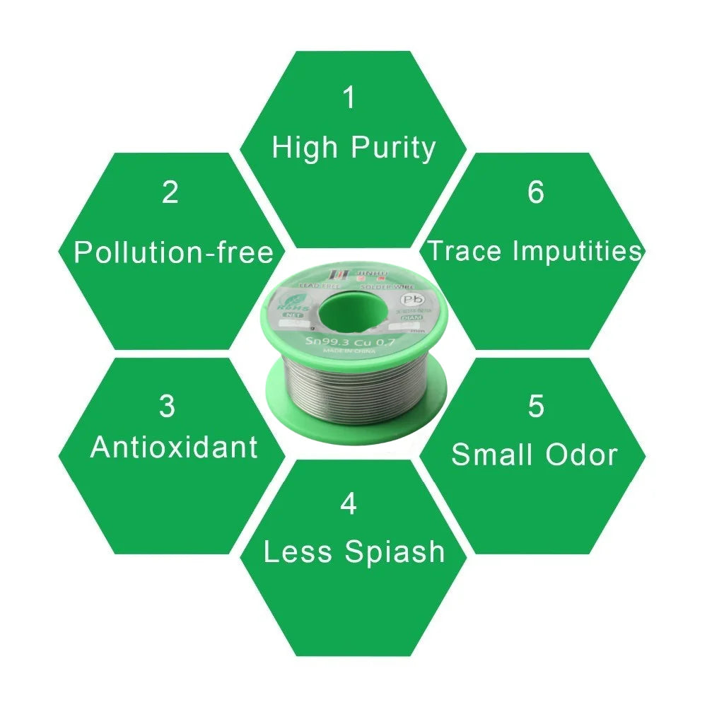50g Lead-Free Solder Wire 0.5/0.8/1.0mm | Rosin Core RoHS Peaceful Pleasures Health and Wellness
