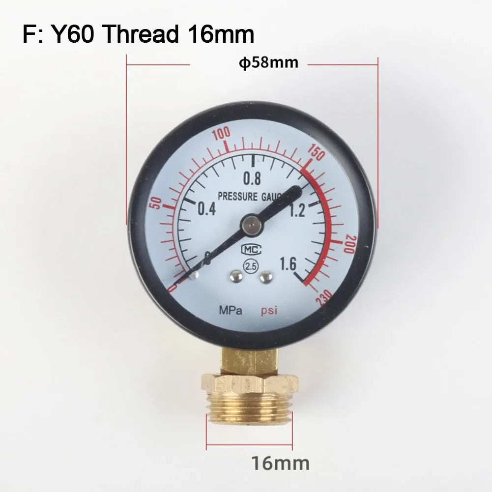 Y60 Pressure Gauge 0–230PSI G1/4 – Air, Water & Fluid