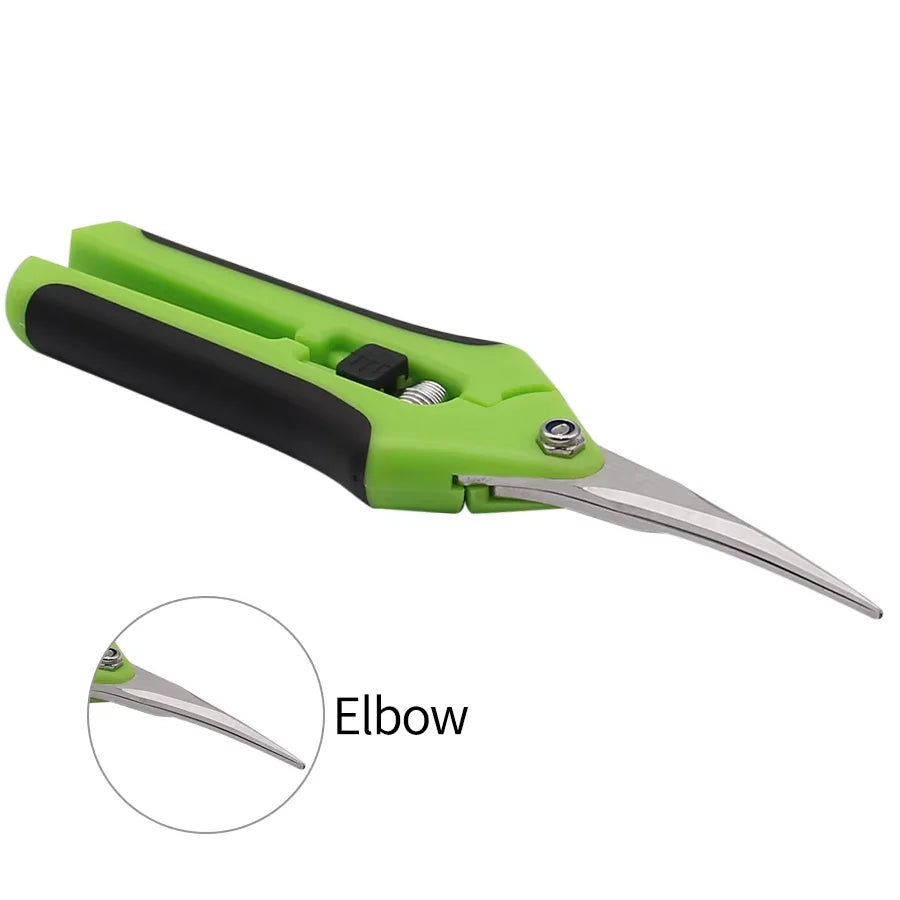 Garden Pruning Shears Stainless Steel Plants Fruit Grape Picking Scissors Horticulture Leaf Trimmer Straight Elbow Pruning Tools Peaceful Pleasures Health and Wellness Elbow