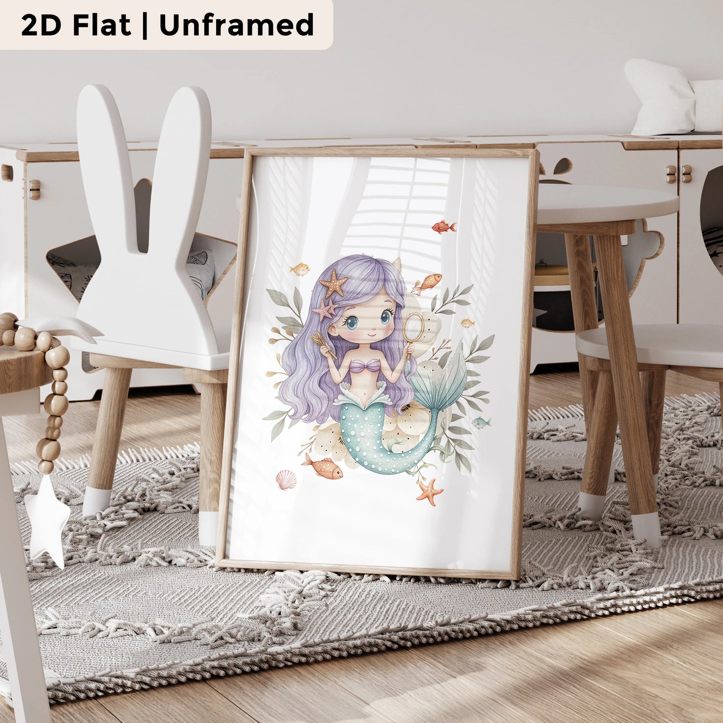 3-Piece Mermaid Queen Canvas Wall Art Print | Kids Room Decor