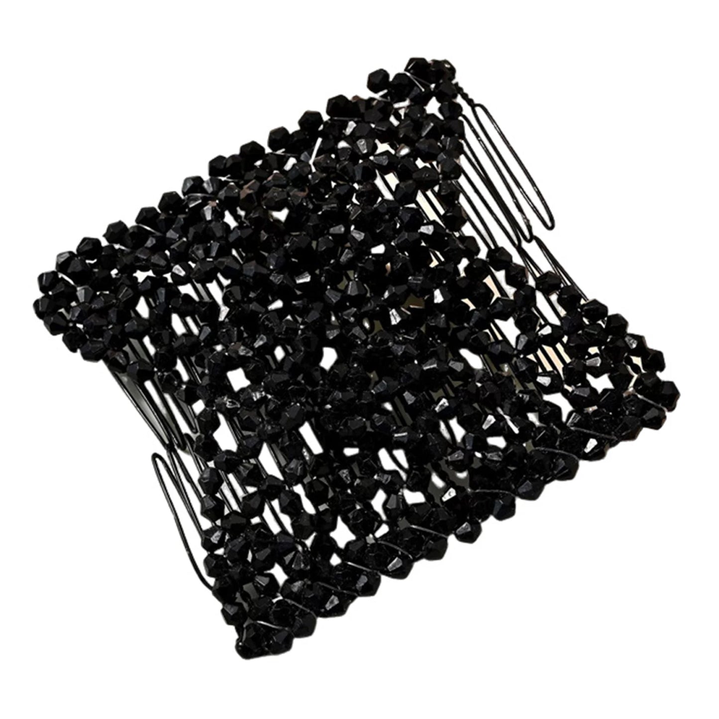 Women Magic Elastic Hair Comb 2 Row Magic Easy Stretching Hair Comb for Birthday Stage Party Hairstyle Peaceful Pleasures Health and Wellness black