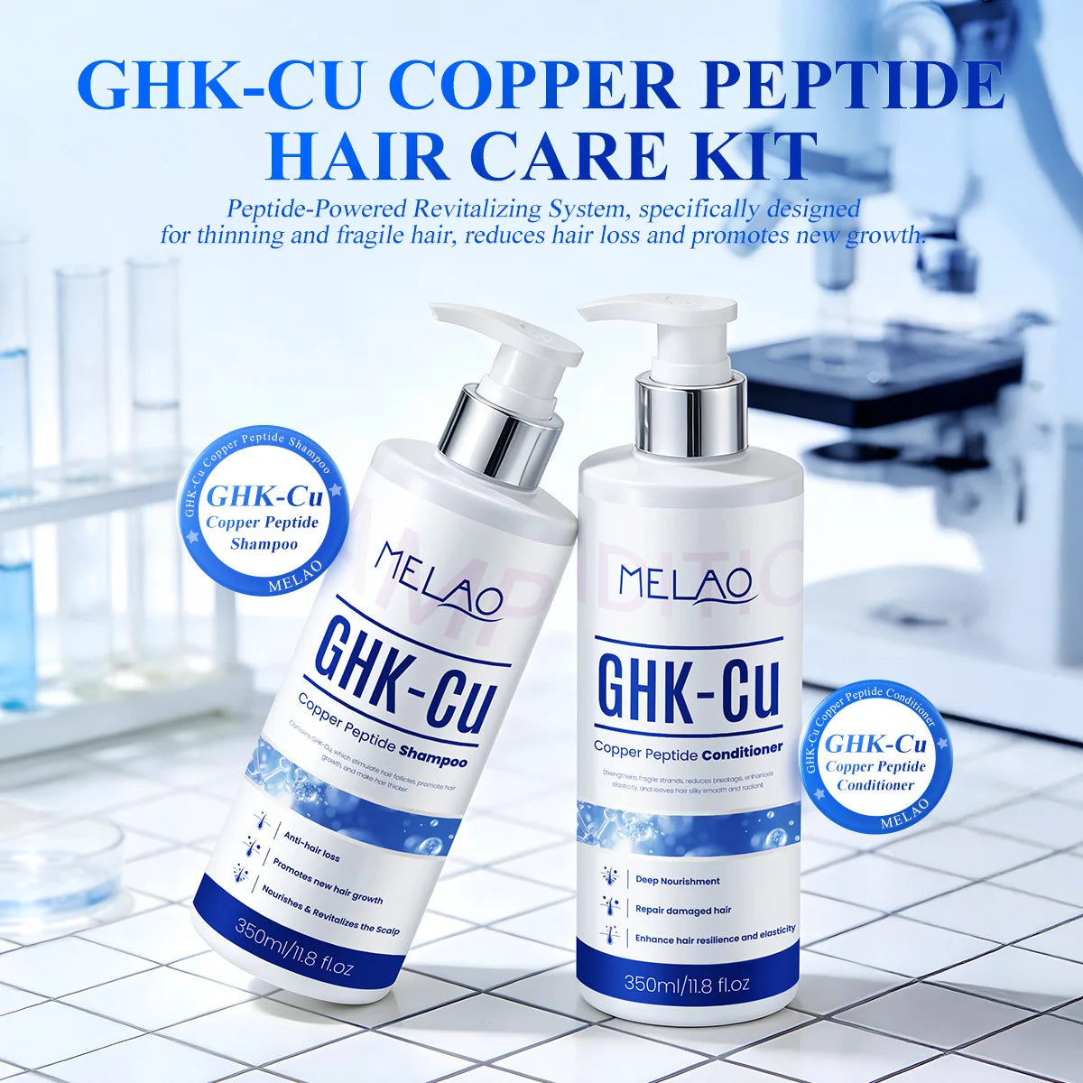 350ml GHK-Cu Copper Peptide Hair Growth Shampoo Dual Peptides Anti Hair Loss Treatment Thinning Hair Scalp Care Conditioner Peaceful Pleasures Health and Wellness