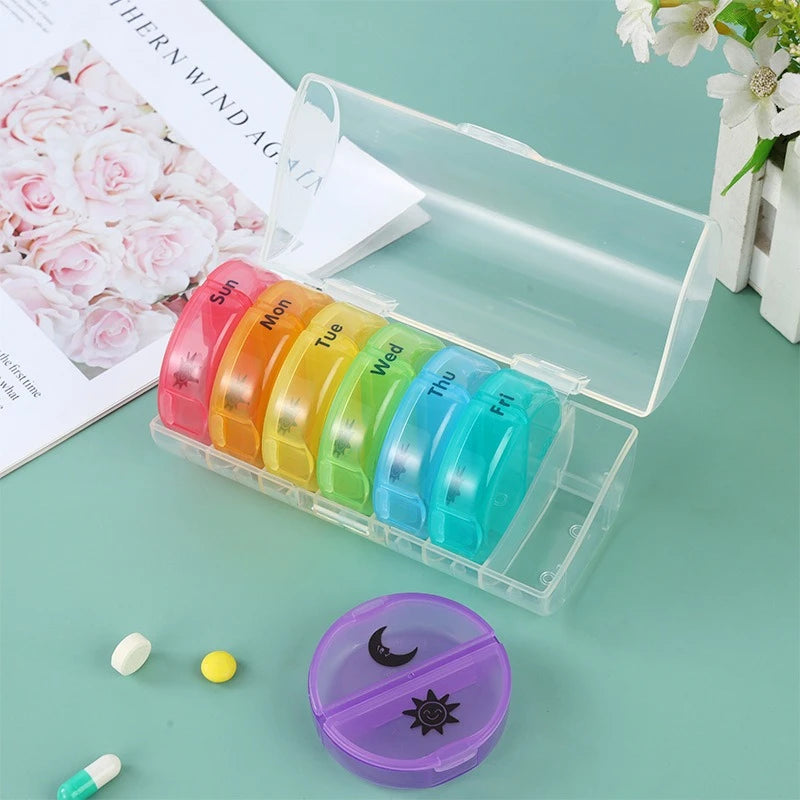 Medicine Box Seven Days a Week 21 Boxes of Black Medicine Boxes Portable Plastic Boxes Drug Packaging Box Large Volume Dispenser Peaceful Pleasures Health and Wellness
