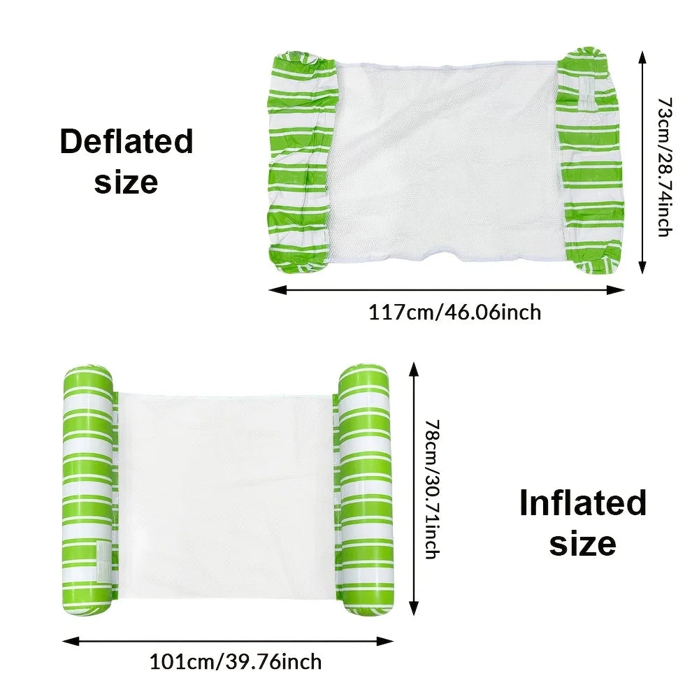 Inflatable Pool Float Hammock Chair – PVC Striped, 4 Colors