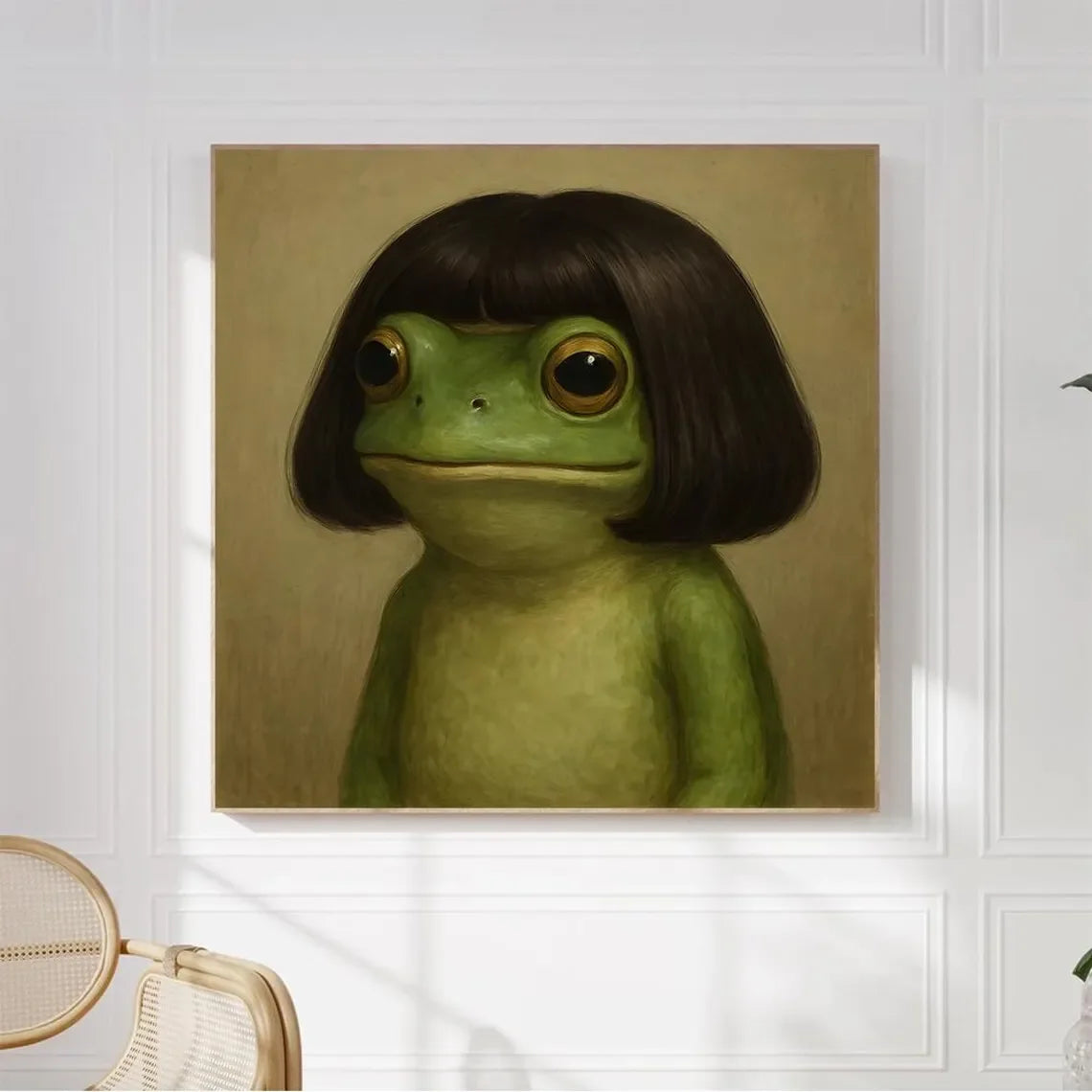 Whimsical Frog Portrait Canvas Print: Funny Animal Wall Art Peaceful Pleasures Health and Wellness