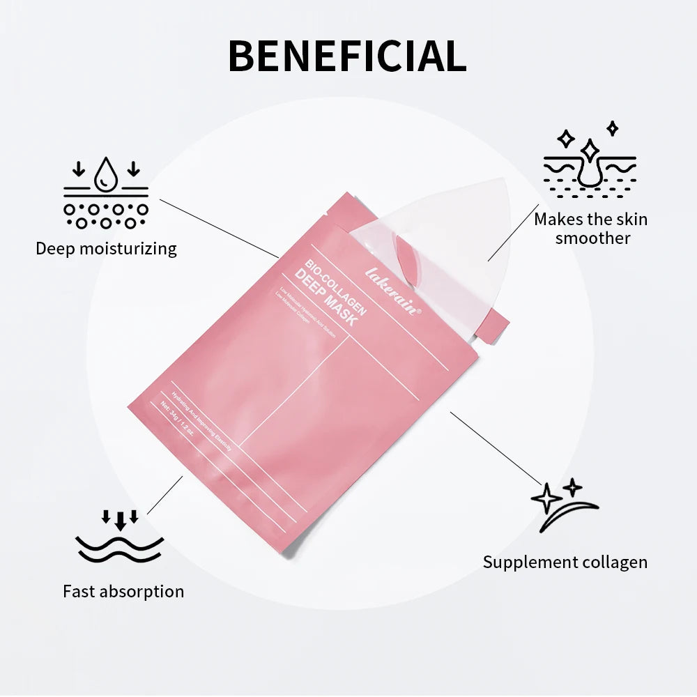 4pcs Bio-Collagen Deep Face Mask Overnight Mask Moisturizing Improvement Pore Brightening Face Firming Skincare Peaceful Pleasures Health and Wellness