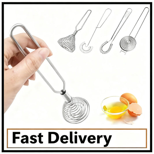 Handheld Manual Egg Beater – Stainless Steel Spring Whisk Manual Egg Beater Oasis Select