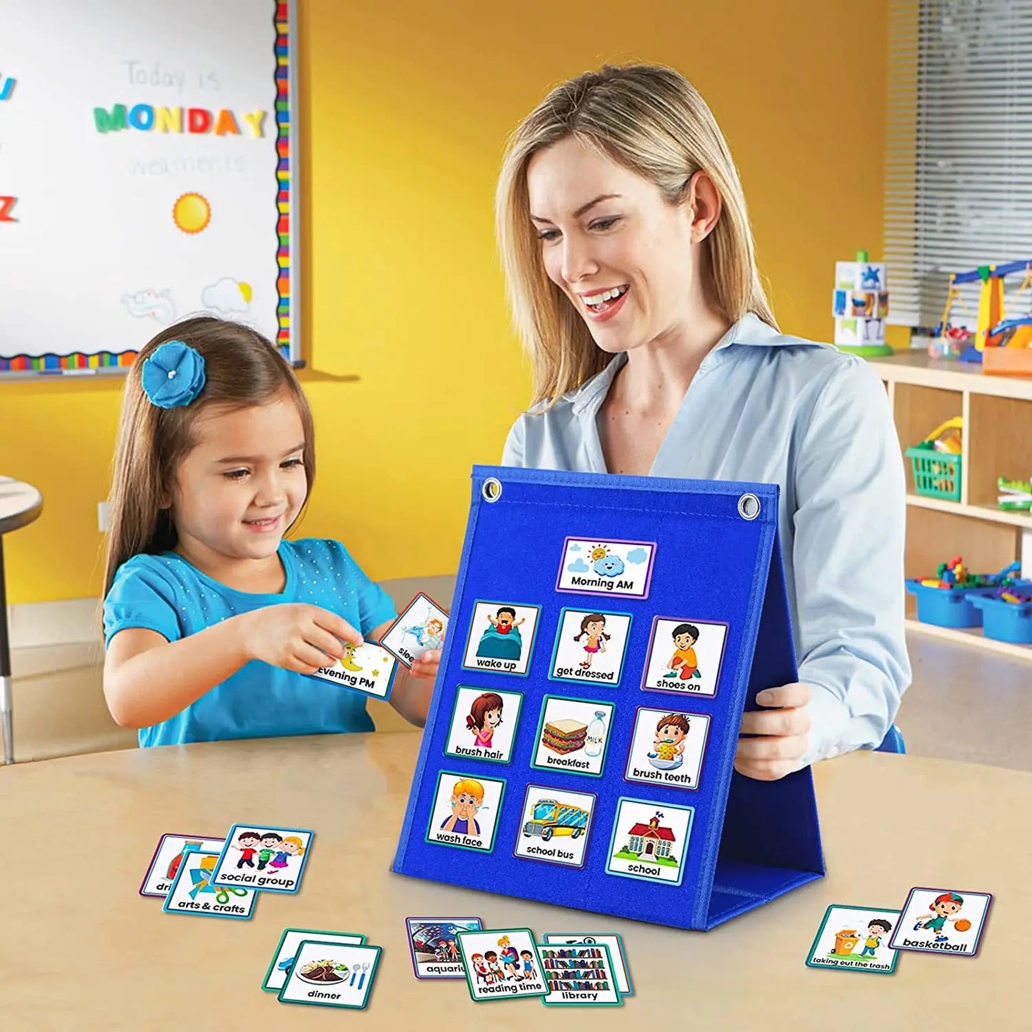 Visual Schedule for Kids Chore Chart,Calendar Chart Autism Learning Materials Kids Visual Behavioral Montessori Educational Toys Peaceful Pleasures Health and Wellness