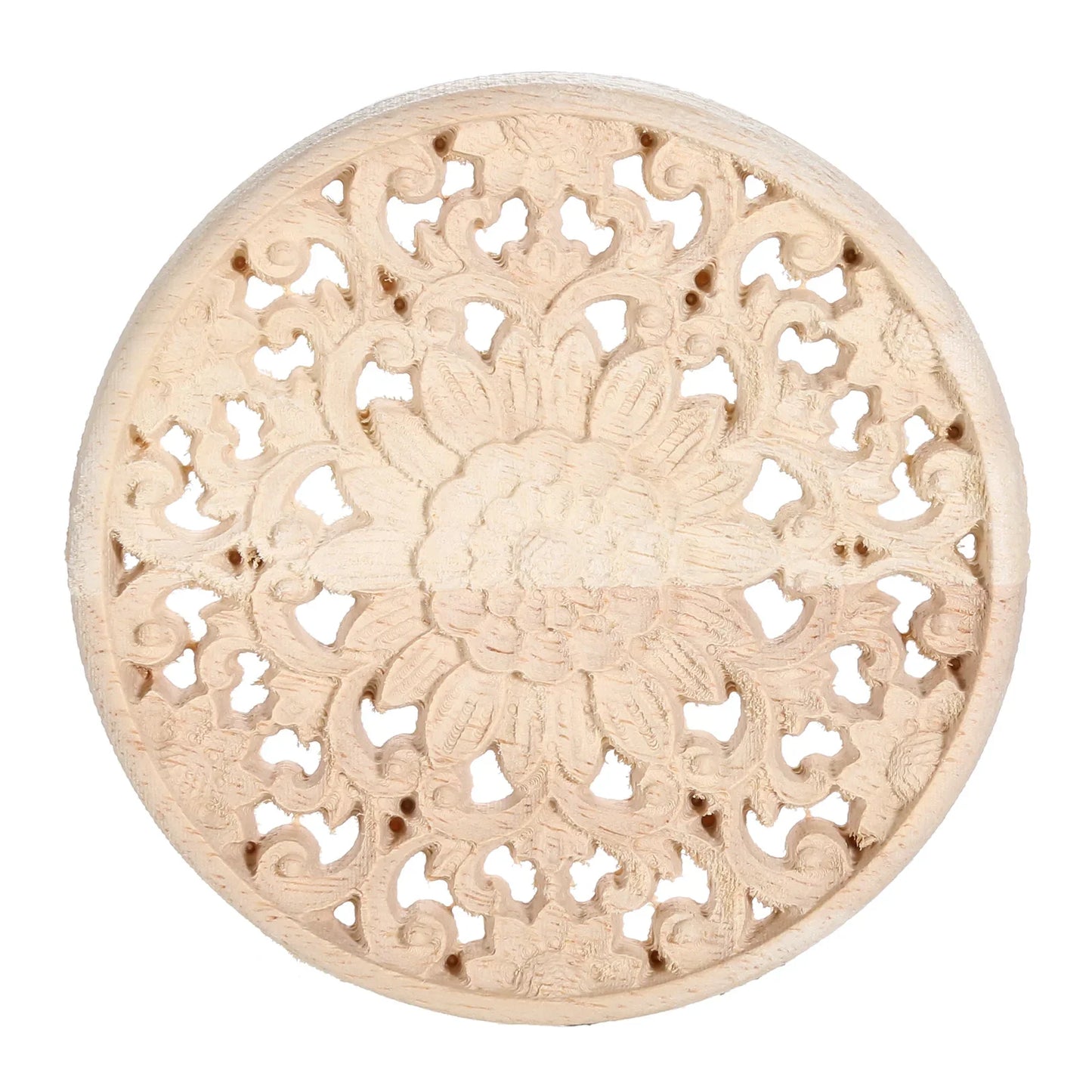 Floral Wood Carved Applique – Unfinished Wall & Furniture Decor