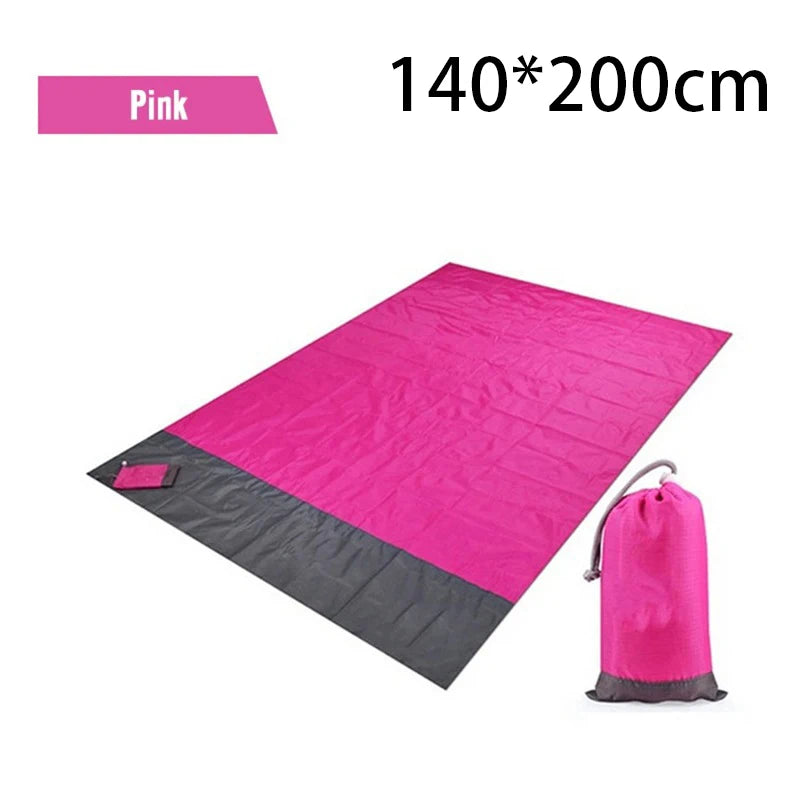 Waterproof Picnic Mat Outdoor Beach Mat Folding Portable Camping Mat Gingham Moisture Proof Lightweight Blanket with Pocket Peaceful Pleasures Health and Wellness Pink Grey 140x200cm