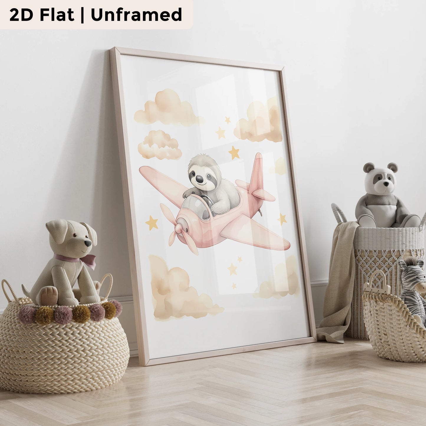 3-Piece Cartoon Canvas Wall Art | Airplane Rabbit Sheep Print
