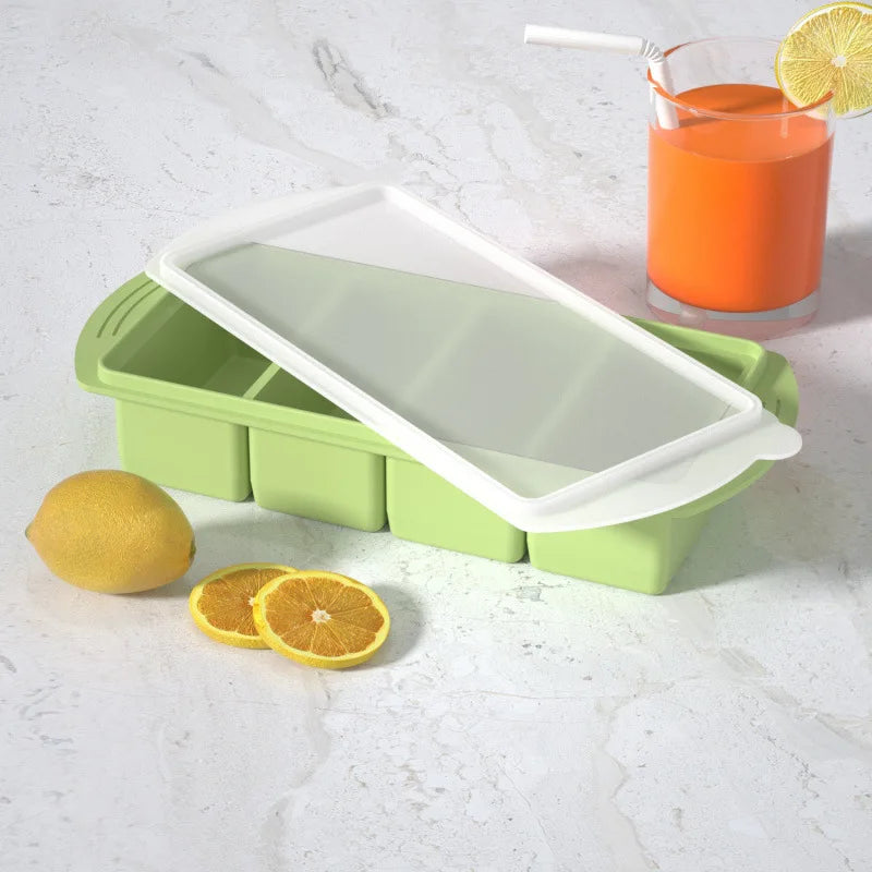 Silicone Freezer Tray with Lid | Soup Broth Ice Mold BPA-Free