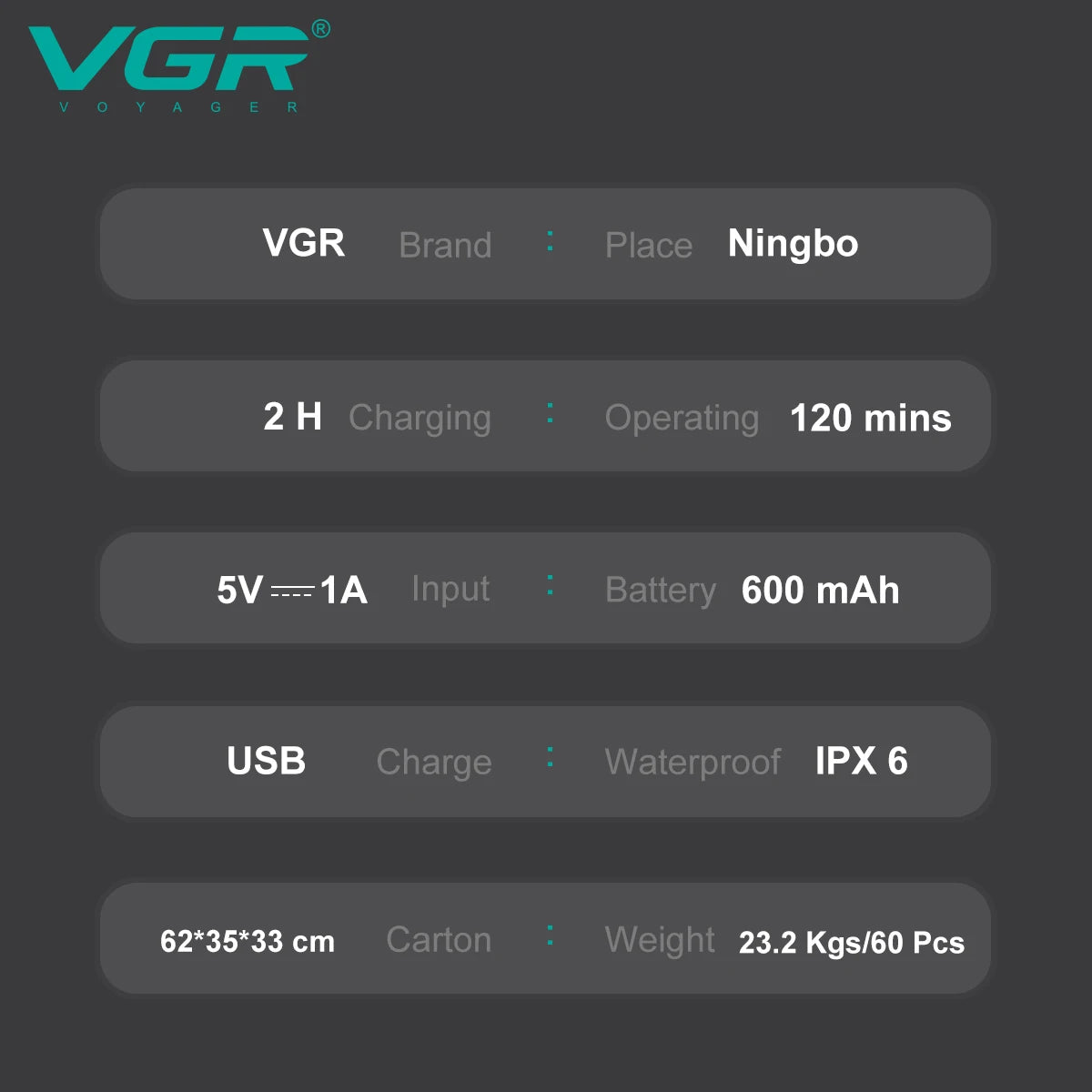 VGR Men's Personal Shaver Household Convenient Shaver Reciprocating Blade Washable Metal Body Intelligent Digital Shaver V-359 Peaceful Pleasures Health and Wellness