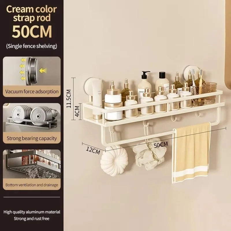 No-Drill Suction Cup Wall Storage Rack | Aluminum Organizer