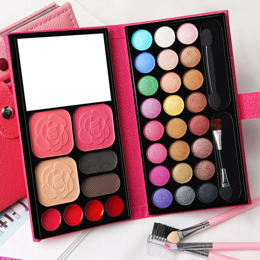 33-Color Eyeshadow Blush Makeup Kit with Mirror | Beginner Set Makeup Palette Set Peaceful Pleasures Health and Wellness