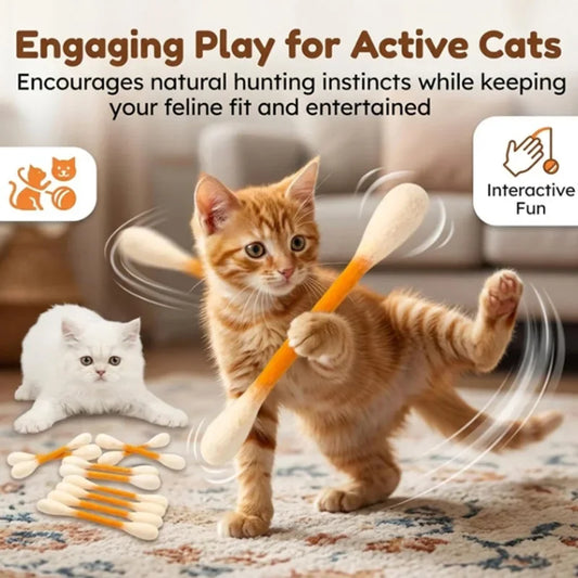 Cotton Swab Catnip Toy 6-Pack | Kitten Biting & Teeth Cleaning Cat Catnip Toy Peaceful Pleasures Health and Wellness