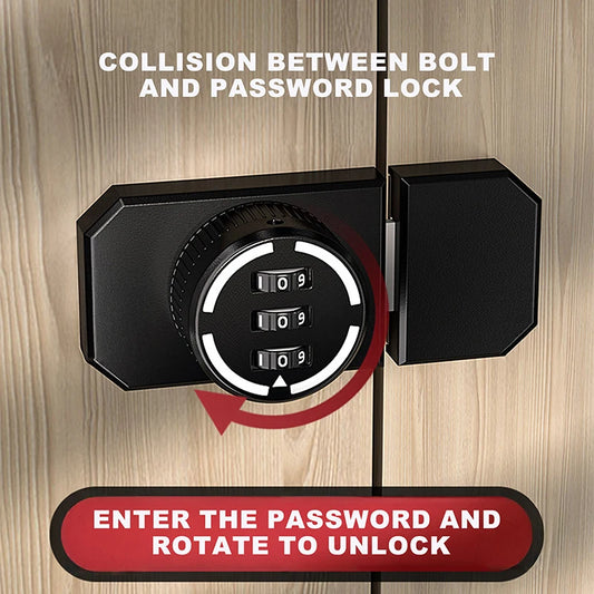 New 1 Set No-Punch Combination Door Lock 3 Digit Password Cabinet Locks With Combination Latch For Closet Door Door Peaceful Pleasures Health and Wellness