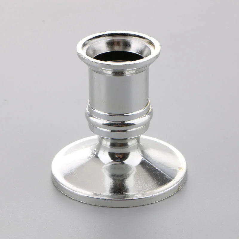 4-Pack Silver Taper Candle Holders | Classic Candlestick Base Set