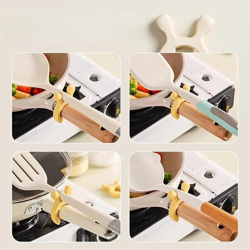 Heat-Resistant Silicone Kitchen Utensil Stand, Deer Ear Pot Rack Holder, Durable and Flexible, Ideal for Cooking and Baking Peaceful Pleasures Health and Wellness