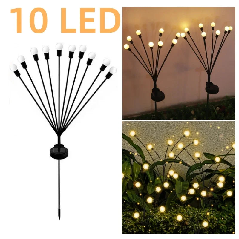 Solar Firefly Garden Lights 6/8/10 LED Swaying Outdoor Stakes